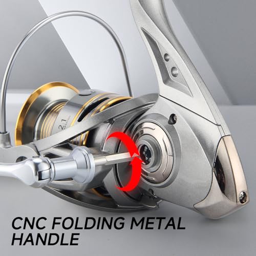 HAUT TON Spinning Reel 8000/9000/10000/12000/14000,6+1BB Metal Surf Fishing Reels,4.8:1 Gear Ratio 55lbs Drag Heavy Long Casting Inshore Saltwater Monster Fish - size: 7000, style: Ht-ngk