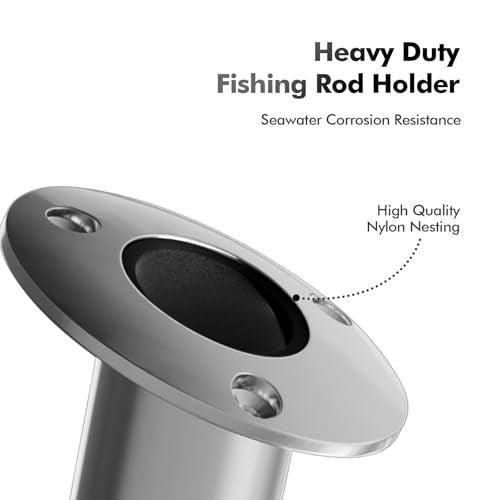Boat Fishing Rod Holder,2Pcs 15/30/90 Degree Stainless Steel 316 Flush Mount Rod Holders for Fishing Boat,with PVC Cap,Inner Tube and Gasket - color: Black Insert, size: 90 Degree