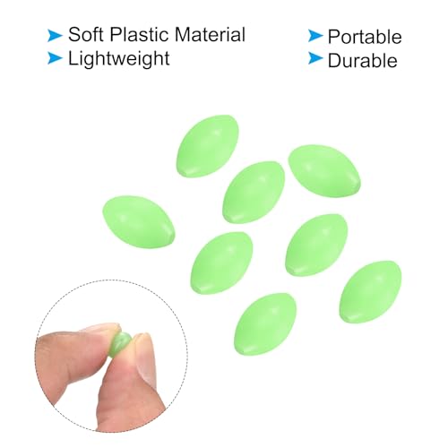 PATIKIL Glow Fishing Beads Soft Plastic Oval Rubber Luminous Fishing Bait Eggs Rig Bead Tackle Lures Accessories with Storage Box - color: Green, size: 10x7mm