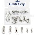 FishTrip Fishing Swivels with Split Rings, 25/50pcs Ball Bearing Swivel Speed Clips Stainless Quick Change Connector for Saltwater - size: Assorted_50pcs