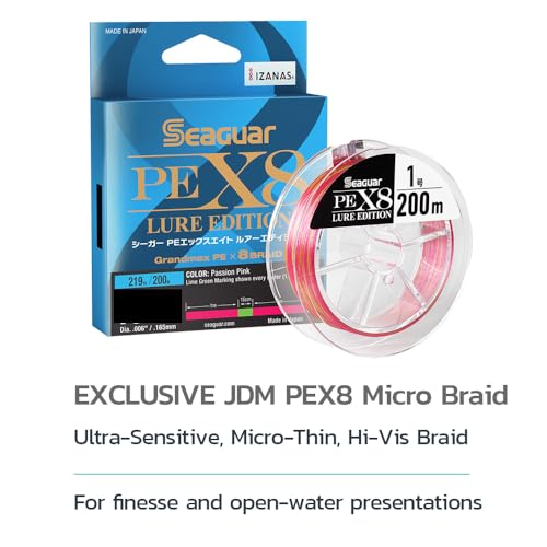 Seaguar JDM PEX8 Lure Edition Micro-Braid Fishing Line, Freshwater, 219yd Spool, Multi-Color, Multiple Sizes - size: 12lbs/219yds