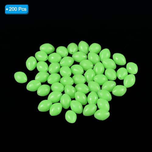 PATIKIL Glow Fishing Beads Plastic Oval Rubber Luminous Fishing Bait Eggs Rig Bead Tackle Lures Accessories with Box - color: Green, size: 8x6mm