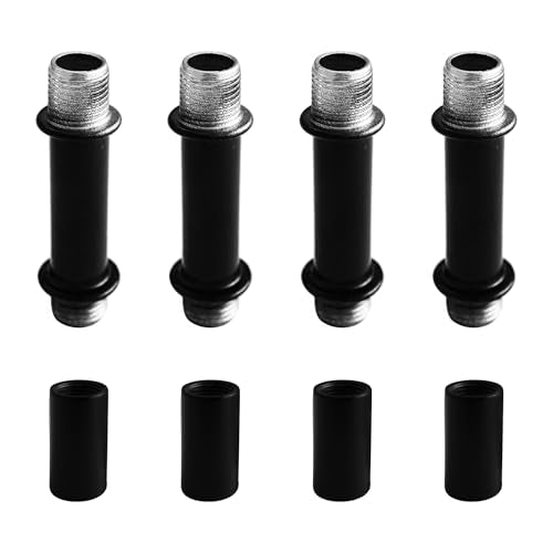 4 Sets 2” Straight Pipe Lamp Stem Kit, M10 Double End Threaded Lamp Rod Long Extension Risers, Black Lamp Parts Replacement for DIY Floor Lamps, Table Lamps & Ceiling Lights - size: 2”
