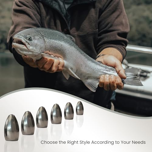 Pristis 12 pcs Tungsten Fishing Weights, Compact Bullet Sinkers Kit for Fishing line, Drop Shot Texas Carolina Rig Hook Weight for Bass Walleye Perch Trout Crappie Bait - size: 3/8 oz