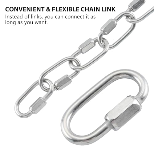 HOME MASTER HARDWARE 304 Stainless Steel D-Shaped Locking Quick Link Carabiner - Heavy Duty Secure Connector for Chains, Straps, Gear (10 Pack) - size: 1/8in，10pack