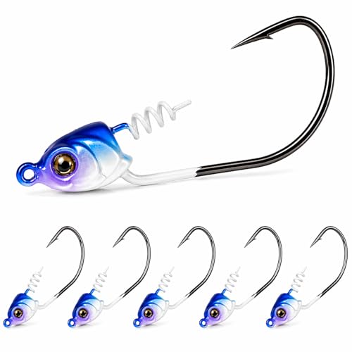 Swimbait Jig Heads for Bass Fishing, Weighted Jig Hooks for Paddle Tail Soft Plastic Lures, 3/16oz 1/4oz 3/8oz 1/2oz High Carbon Steel, Freshwater Saltwater Fishing - color: Blue Shad, size: 1/2oz