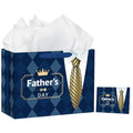 Hooqict Large Fathers Day Gift Bag Father Gift Wrap Bag with Handles, Tissue Paper, Greeting Cards for Best Daddy Husband Grandfather Happy Father's Day Celebrations Party Supplies - color: Fathers Day
