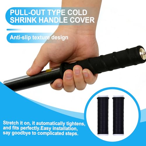 2 Pack Cold Shrink Handle Grip, Cold Shrink Handle Cover, Rubber Cold-Shrink Handle Wrap, Convenient Practical Silicone Bat Grip Tube for Fishing Rods, Rackets and Hand Tools (6.7 Inch)
