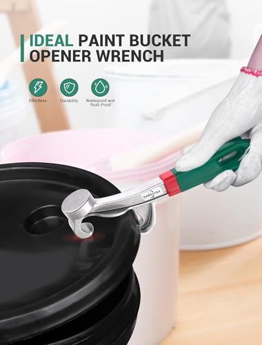 2Pcs Upgraded Bucket Opener Tool 5 Gallon, 8.5 Inch Aluminum Paint Bucket Lid Opener Wrench with Non-slip Rubber Handle Grip, Metal Can Opener Lid Pail Remover Tool for Home Industrial - size: 2 PCS