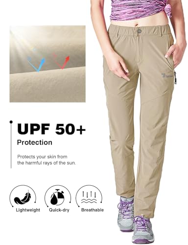 Rdruko Women's Hiking Pants Lightweight Quick Dry Water Resistant Outdoor Travel Fishing Pants with Pockets - color: Light Khaki, size: XX-Large