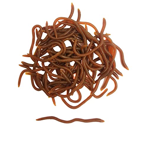 1.6in/3.3/3.9in Fishing Soft Lure Trout Worm Earthworm Bait Lifelike Fake Bloodworm Grub Worm Soft Fishing Lure Baits - color: Brown (50pcs/Pack), size: 3.3inch