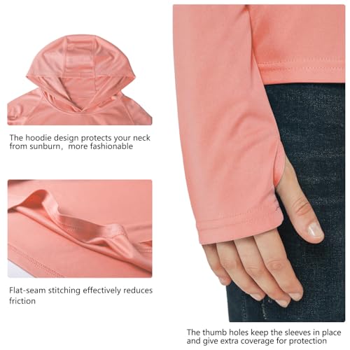 Willit Women's UPF 50+ Sun Protection Hoodie SPF Shirt Long Sleeve Hiking Fishing Outdoor Shirt Lightweight Hoodie - color: Pink, size: X-Large