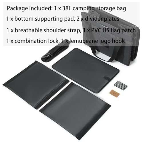 Tactical Camping Storage Bag - 38L Utility Tote Bag Organizer with Combination Lock and Shoulder Strap - color: Black, size: 38L