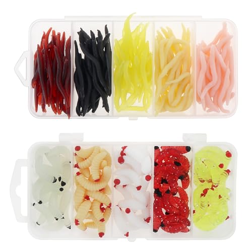 250pcs Soft Plastic Fishing Lures Worms Lure, Plastic Fishing Worms Fake Maggots Fake Worms Baits, Worm Bread Soft Maggots Artificial Earthworm