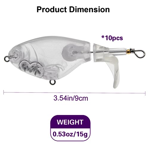 10pcs/20pcs Fishing Blanks Lures Kit Fishing Topwater Unpainted Swimbait Unpainted Crankbaits Hard Baits DIY Lure for Bass Salmon Trout Saltwater and Freshwater - color: H: 10Pcs 0.53oz/15g