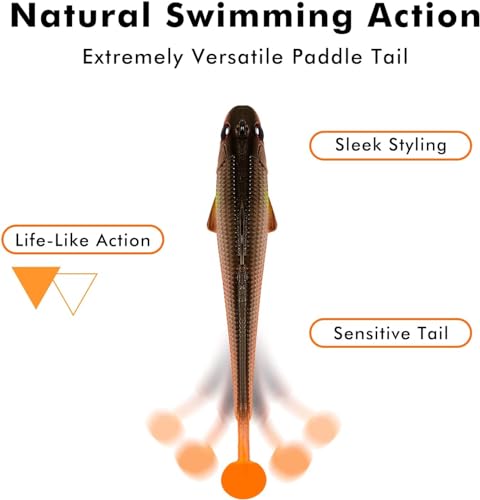 TRUSCEND Shadtale Easy Catch Soft Fishing Lures with BKK Hooks - Trembly Sinking and Vibrating Swim for More Bites, Pre-Rigged Swimbaits for Bass, Trout, Crappie, Walleye, Freshwater Saltwater Fishing - color: 3.5",0.45oz