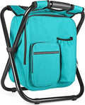 Kikerike Backpack Stool Cooler Chair Heavy Duty 300 LBS Max Load Portable Lightweight Stool Backpack Folding Fishing Cooler Seat for Camping Hunting Fishing - Blue-Green - color: Blue-green