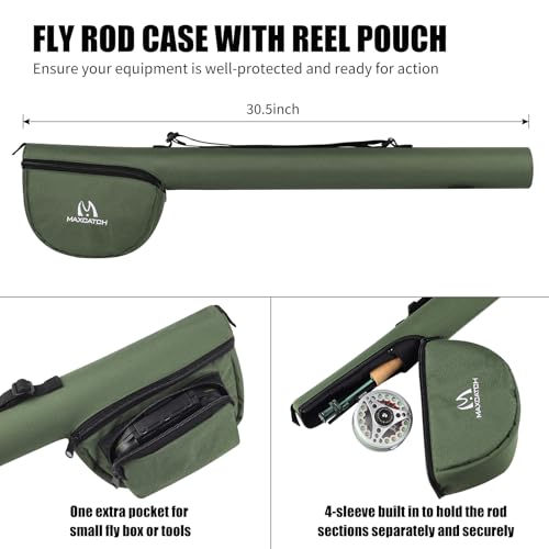 M MAXIMUMCATCH Maxcatch Extreme Fly Fishing Combo Kit 3/5/6/8 Weight, Starter Fly Rod and Reel Outfit, with a Protective Travel Case - color: 5wt 9‘0“ 4pc Rod,5/6 Reel