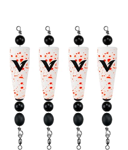 4 Pack Pre-Rigged Popping Corks for Fishing, Steel Wire Leader Saltwater Fishing Cork Float with Rattling Beads, Weighted Popping Cork for Redfish Trout Snook - color: White with Orange Splatter, size: 3" (3/4oz)