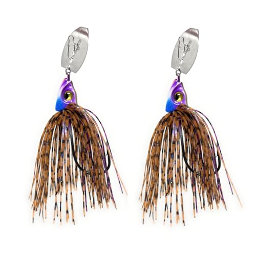 Reaction Tackle Tungsten Bladed Swim Jig Heads - Vibrating Chatter Jig with Silicone Skirt for Bass Walleye Pike (2-Pack) - color: PB and J, size: 1/2 Oz