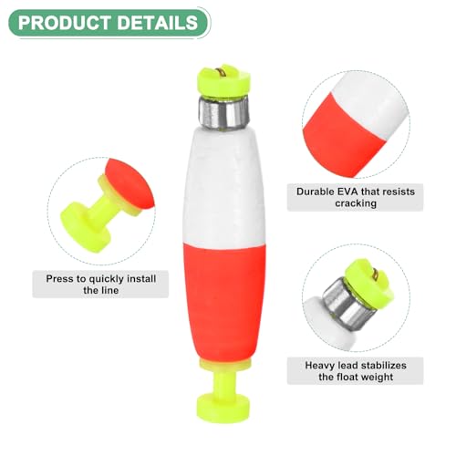 M METERXITY Pack Fishing Bobbers Floats, EVA Foam Weighted Bobbers, Clip-on Floats Slip Corks Floaters Strong Buoys - color: Red & White, size: 2" Length