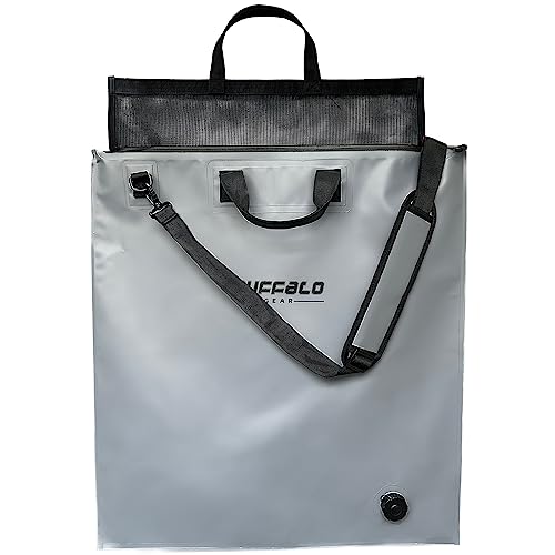 Buffalo Gear Fish Tournament Weigh in Bag for Bass Fishing, Heavy Duty Fish Bag for Caught Fish Waterproof,Leakproof,Puncture Resistant - color: Grey-25×23in