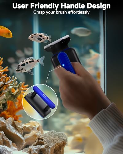 AQQA Magnetic Aquarium Fish Tank Glass Cleaner, Dual-Blades Algae Scraper Glass Cleaner Scrubber, Double Side Floating Aquarium Magnetic Brush for 0.4-1.0 Inch Thick Glass Aquariums Tank (XL) - size: XL