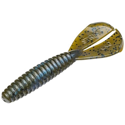 Strike King Rage Twin Tail Menace Grub, 4 Inch, 8 Pack, Bass Lure, Double Tail Grub, Fishing Soft Plastic Lures - color: Blue Craw