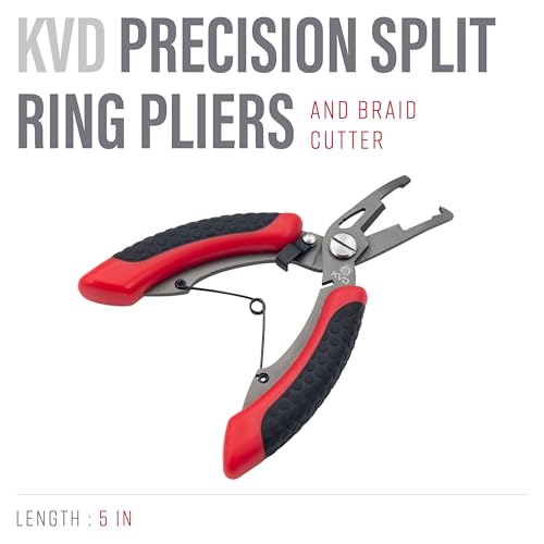 Strike King (SRT5KVD) KVD 5 Precision Split Ring Pliers, Red, Dual Injected Combat Grip Handles - style: Precision Split