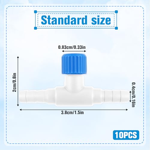10 Pcs Aquarium Air Control Valves for 3/16" ID Airline Tubing, T Shaped Aquarium Air Valve Aquarium Tubing Connectors Single Way Plastic Flow Controllers Regulators for Fish Tank Tubing
