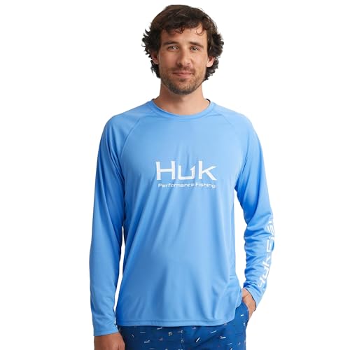 HUK Men's Pursuit Vented Long Sleeve Fishing Shirt (+30 UPF) - color: Marolina Blue, size: Small