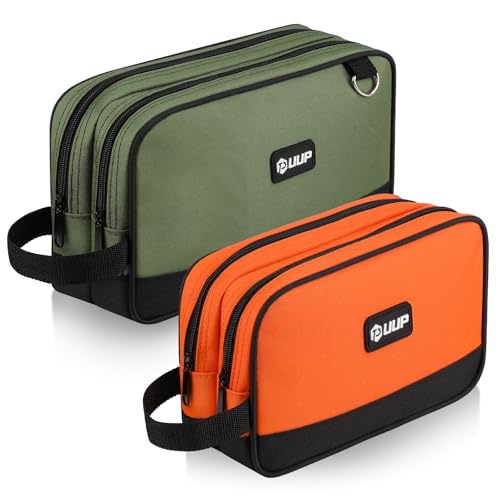 12 10" Small Tool Bag 2 Pack, Zipper Tool Pouch 2 Compartments, Utility ToolBag with Carrying Handle, Toolbox Organization, Screwdriver Storage Tool Box, Mechanic Men Dad Gifts, Orange/Green - color: Orange/Green 2Pack, size: 12"x7"&10" x 6"