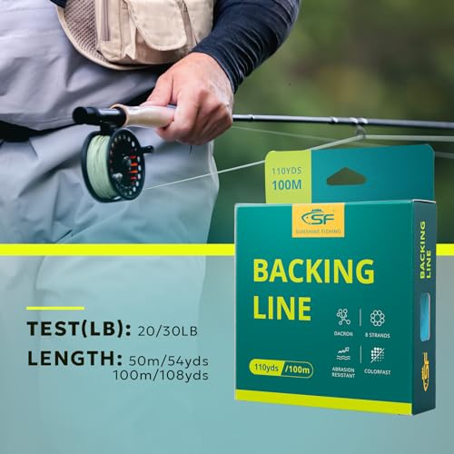 SF Fly Fishing Backing Line Braided Trout Line - color: Green-100m, size: 20LB 100m/108yds