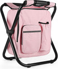 Kikerike Backpack Stool Cooler Chair Heavy Duty 300 LBS Max Load Portable Lightweight Stool Backpack Folding Fishing Cooler Seat for Camping Hunting Fishing - color: Pink
