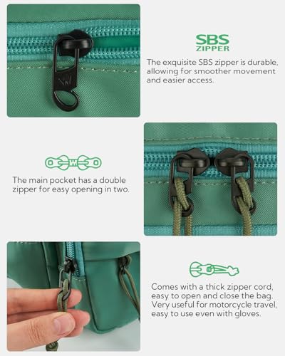 WATERFLY Fanny Pack Waist Packs: Large Crossbody Fanny Packs for Women Men with 5 Zipper Pockets Adjustable Strap Waist Bags Hip Pack for Traveling Cycling Running Hiking-Light Green - color: Light Green
