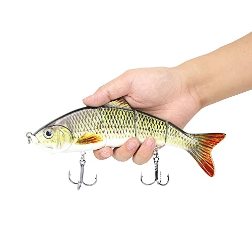 10in Multi Jointed Swimbait Fishing Lures Bait,4 Segment Big Giant Sinking Fishing Bass Lures,Crankbaits Swimbaits with Treble Hook - color: 10in,4.76oz-Color F