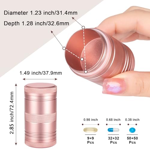 Pill Case Pill Box 2 Times a Day - Metal Portable Pill Container Daily Medicine Pill Holder for Purse, Medicine Organizer for Vitamin/Fish Oil/Supplements, 1 Pack Pill Box Pink - color: Pink, size: Medium-Medium