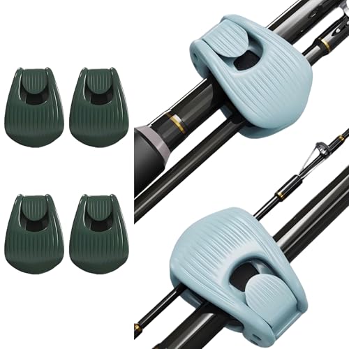 Fishing Rods Belt Rod Straps, Fishing Rod Clip Fit for Casting Rods, Spinning Rods Bass Rod and Fly Rods (4 Color, 4 pcs) (GREEN) - color: GREEN