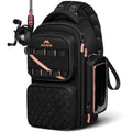 MATEIN Fishing Sling Bag with Lure Rod Holder & Phone Pouch, Waterproof 3600 Tackle Box Backpack with Removable Bait Binder - color: Black-pink