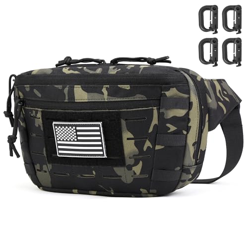 Tactical Sling Bag, Fanny Pack,2in1,CCW & EDC Shoulder Bag with MOLLE & Pistol Holster - 1000D Adjustable Strap for Outdoor Carry Men & Women - color: Camouflage