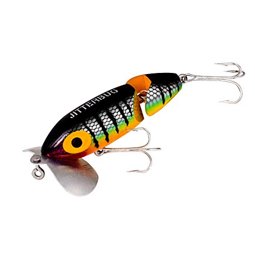 Arbogast Jitterbug Topwater Bass Fishing Lure - Excellent for Night Fishing - color: Perch, size: 3 1/2", 5/8 oz