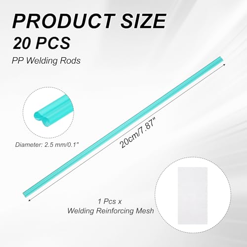MECCANIXITY 10pcs Plastic Welding Rods, 8 Inch PP Welding Repair Strips Welder Rods with Reinforcing Mesh for Car Bumpers, Kayak Repair, Plastic Welder, Green - color: Green, size: 20cm