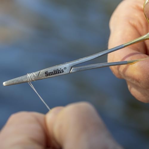 Smith’s 51391 5” Fly Fishing Forceps | Stainless Steel Material | Large Finger Loops | Three Locking Positions | Serrated Jaws | Fly Fishing Forceps | Hook Remover
