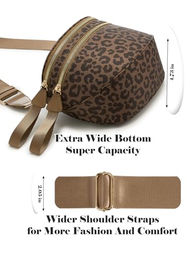 Pure Colour Crossbody Bag Bum Bag for Women,Spacious Purse Fanny Packs Belt Bag,Oversized Bum Bag (Brown Coffee Leopard Print Bum Bag) - color: Brown Coffee Leopard Print Bum Bag