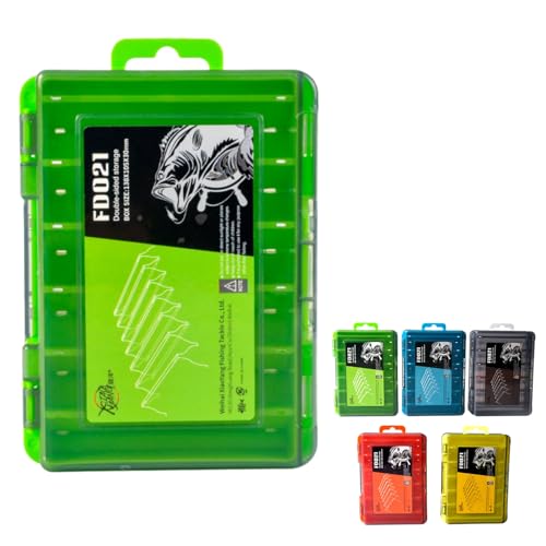 Waterproof Double-Sided Fishing Tackle Storage Box – Small Green Lure Organizer for Hooks, Accessories & Terminal Tackle, Portable & Clear Case - color: Green, size: Small