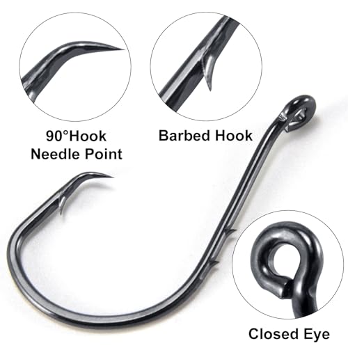 Dr.Fish 100 Pack Baitholder Fishing Hooks, Octopus Circle Hooks Offset for Saltwater & Freshwater Live Bait, Bass Catfish Striper - size: #7/0-100 Pack