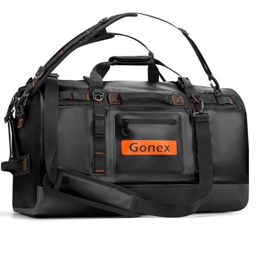 Gonex Waterproof Duffel Bag, 90L Heavy Duty Dry Duffle Bag with Reinforced Thickened Bottom, 3-in-1 Convertible Large Travel Backpack for Kayaking, Motorcycle, Camping & Boating, Black - color: Black, size: 90L