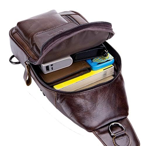 Hebetag Leather Sling Bag Hiking Daypack for Men Women Outdoor Travel Camping Fishing Crossbody Shoulder Chest Pack Backpack, Coffee - color: #09coffee