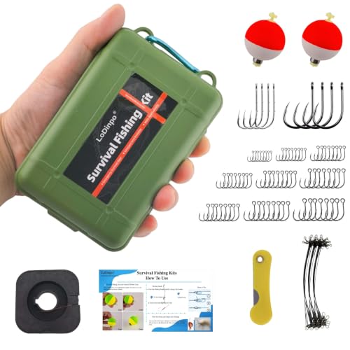 Mini Survival Fishing Kit Small Emergency Fishing TackleBox Pocket Outdoor Fishing Set Travel Party Fishing shoebox Surf Survivalist Fishing Accessories Pack Fishing Gear Gifts for Starter Men - color: Jungle Green