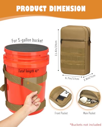 Backpack for 5 Gallon Buckets - Universal Bucket Organizer with Pocket for Hunting, Fishing, Apple Picking, Baseball & Ice Fishing, Brown - color: Brown